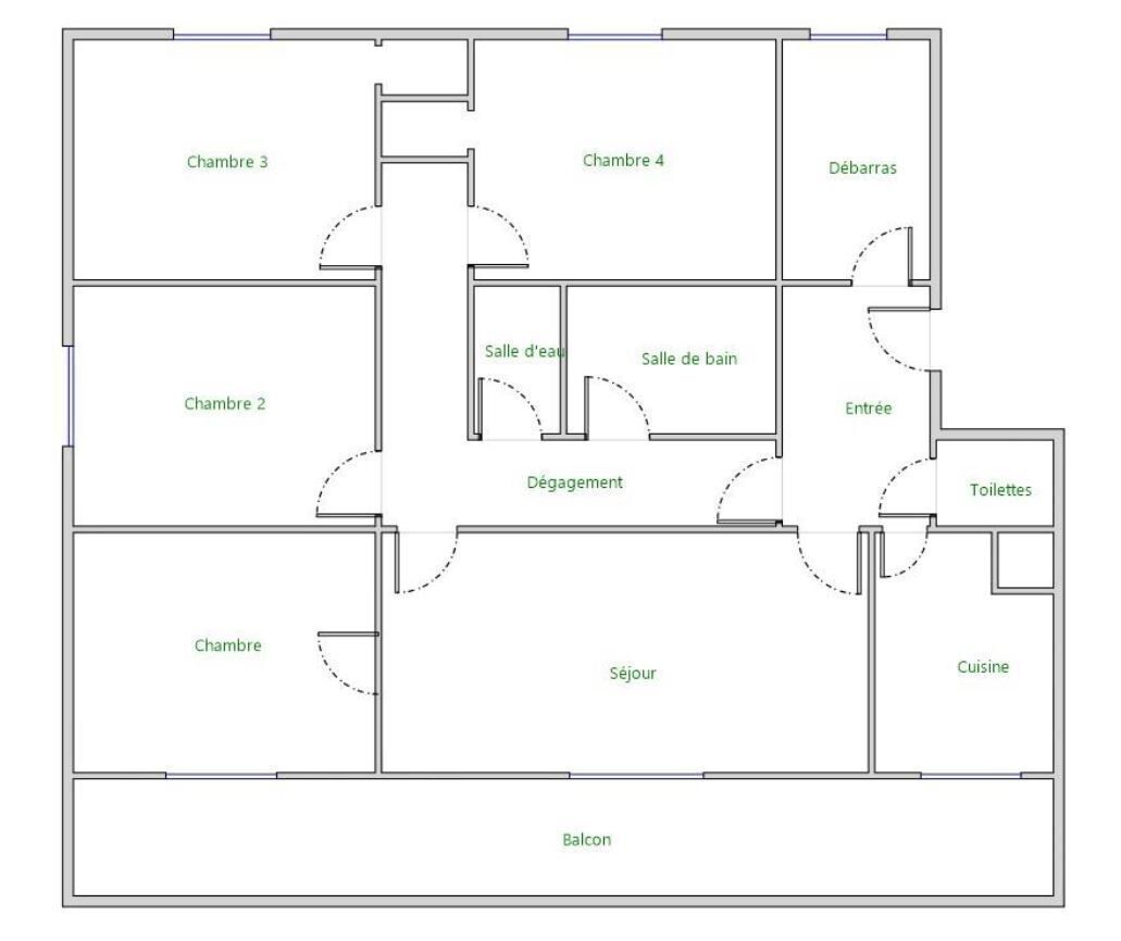 Appartement 91m² investissement locatif 4 chambres louées - Plan