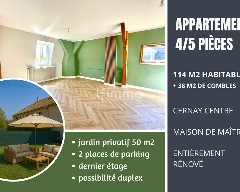Bel appartement avec jardin, rénové dans une maison de maître - Appartement 4-5 pièces rénové cernay centre