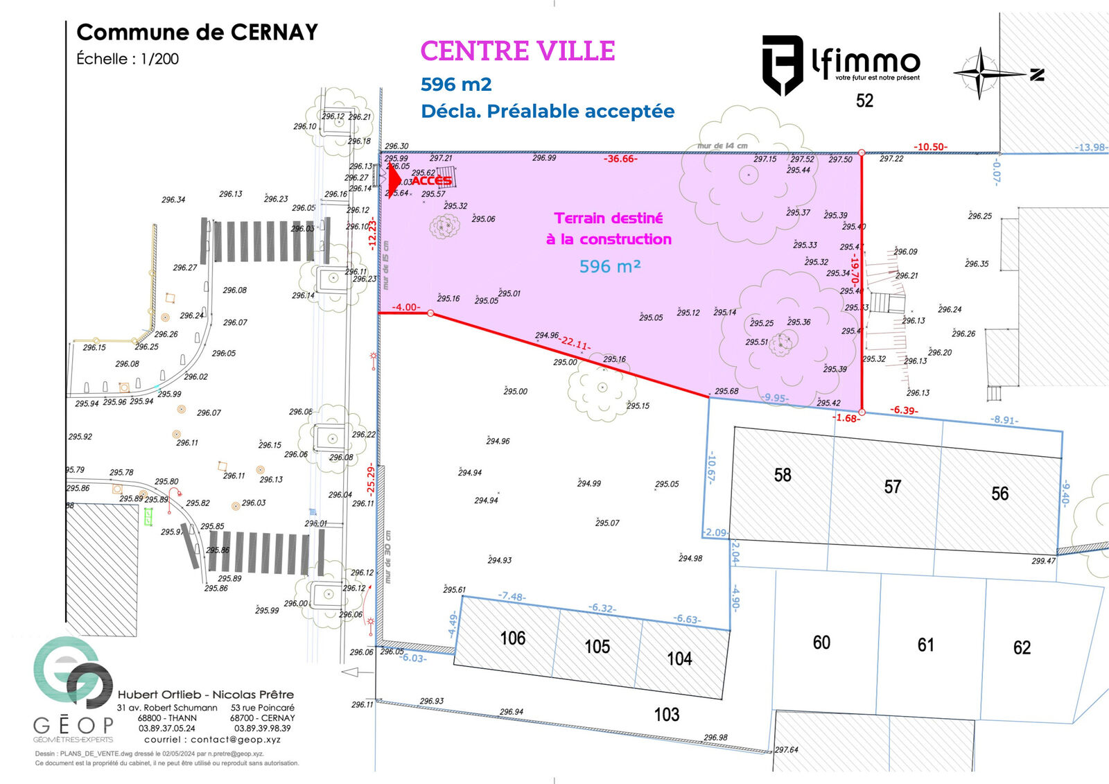 Terrain hyper centre de Cernay - Terrain 596m2 plein centre ville