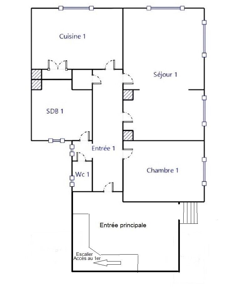 -"Vendu"- Maison bi-famille avec cour et garage - Plan rdc