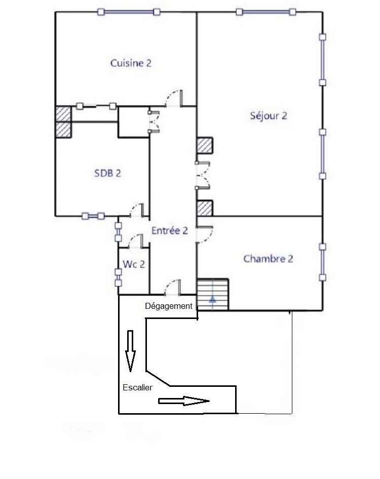 -"Vendu"- Maison bi-famille avec cour et garage - Plan 1er étage