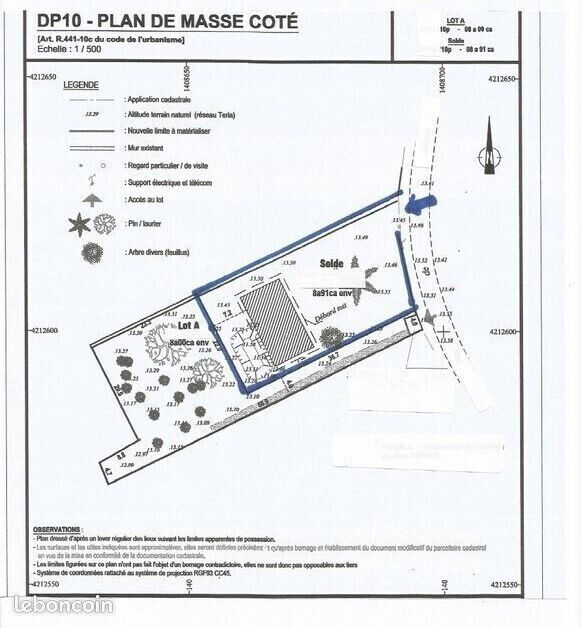 Terrain à bâtir  - Plan de masse