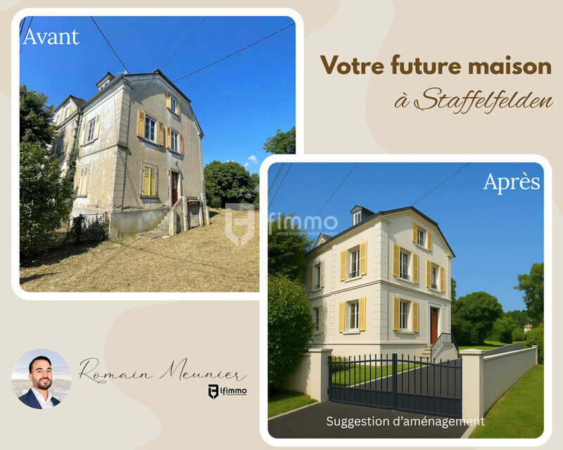 Maison / immeuble de caractère à fort potentiel et très vaste terrain - Avant-après façade