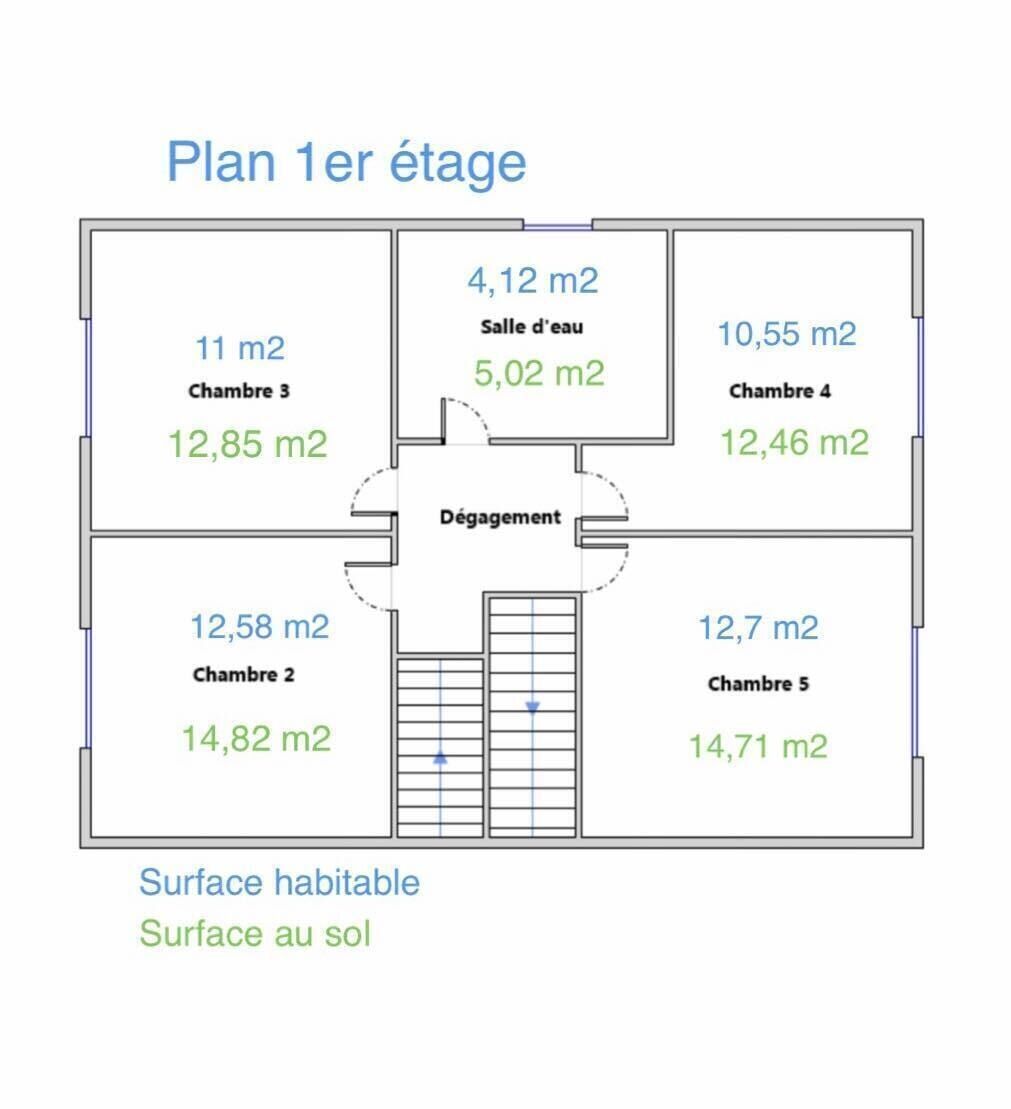 Lumineuse Maison 6/7 pièces de 127m² - 1er étage