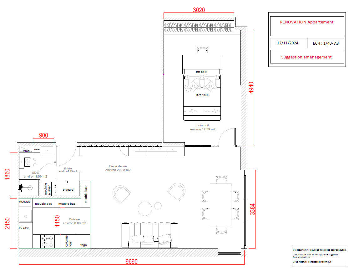 Appartement idéalement situé!  - Plan renovation cedric