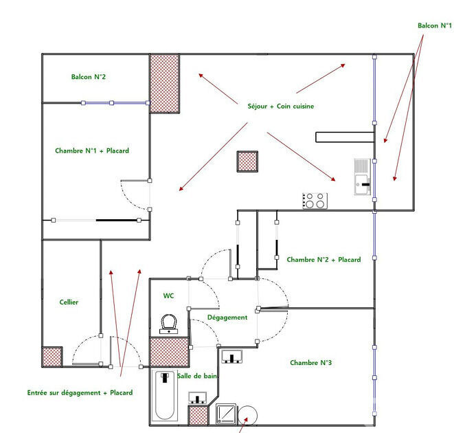 Appartement familial - Les Lilas - Plan