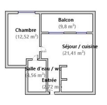 T2 de 41 m² - parking - La Lironde - Plan surfaces