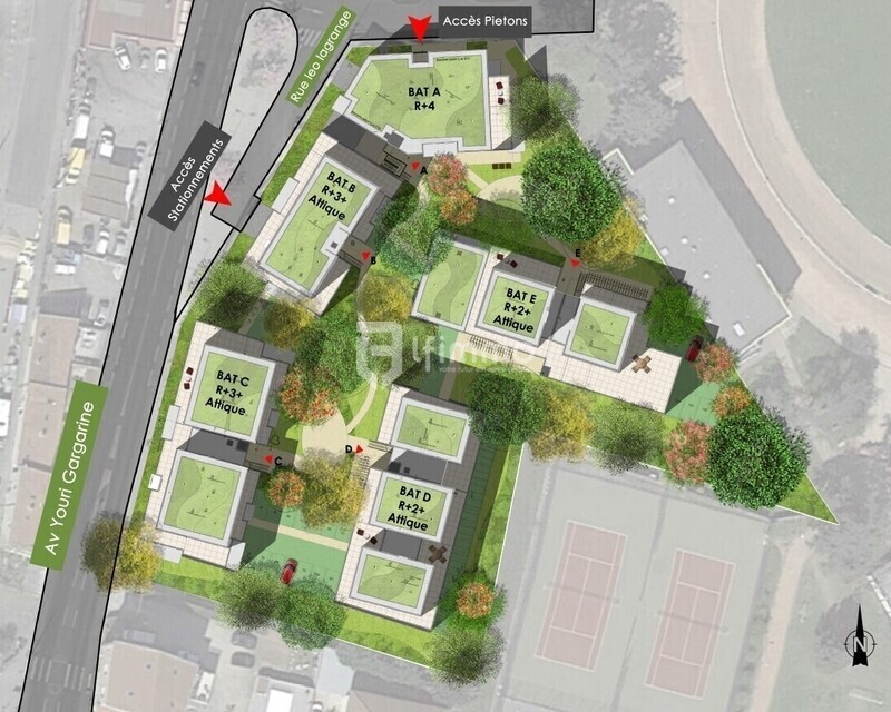 Givors T4 81.90m² terrasse 5.70 m² - Stadium - plan de masse