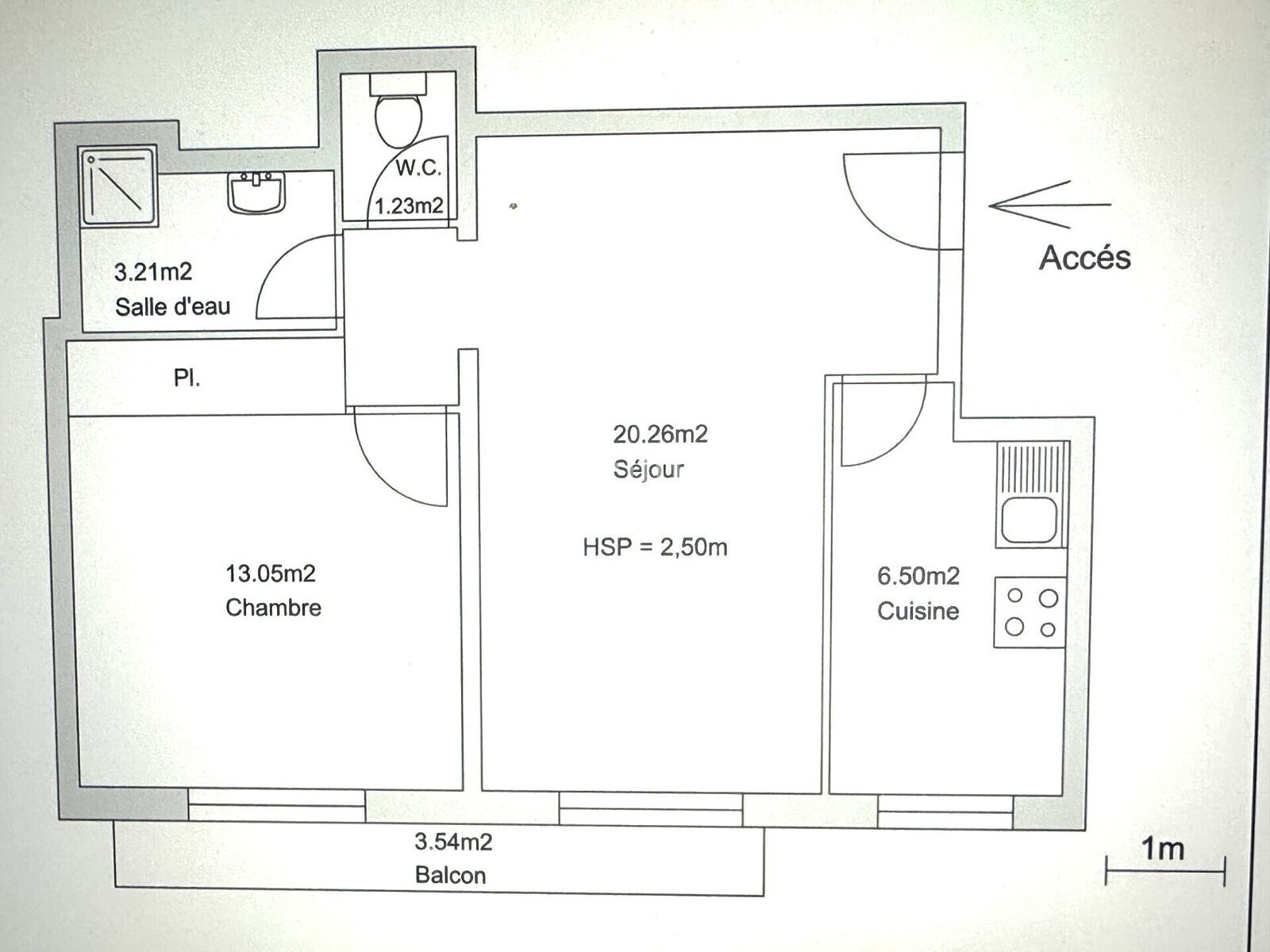 Cagnes -sur- Mer, 2 pièces à quelques minutes de la gare. - Plan