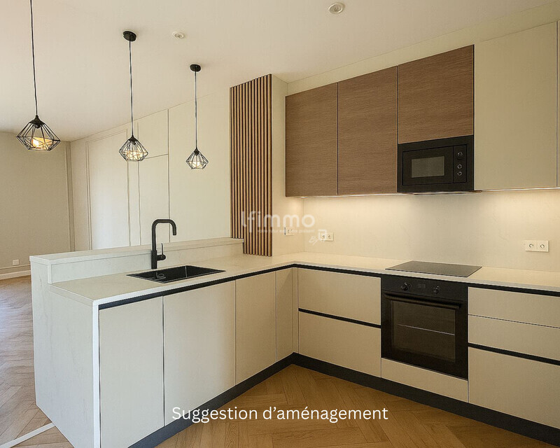 Sous compromis : Rez de jardin rénové dans une maison de Maître - Suggestion d aménagement cuisine 1