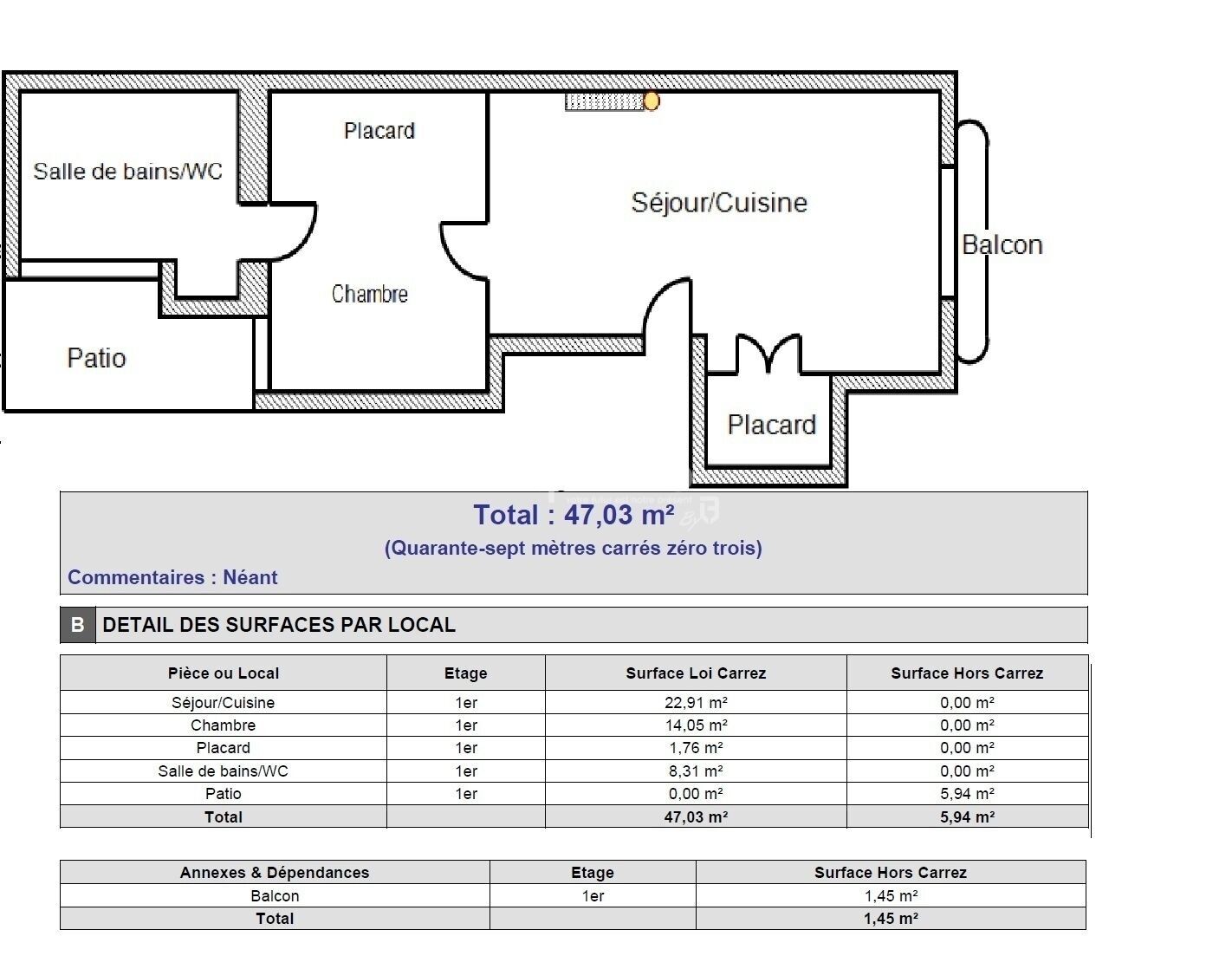 Quartier Méditerranée - T2 de 47 m² - Plan