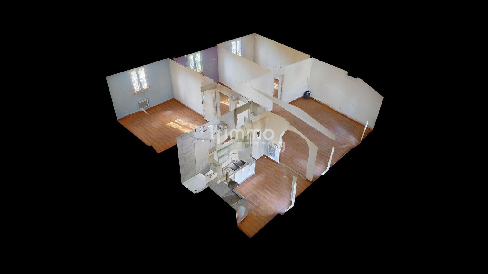 Grand T4 dernier étage centre ville Narbonne  - Appartement-t4-narbonne-dollhouse-view