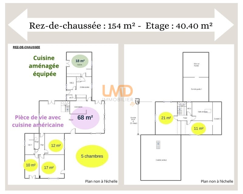  Maison familiale 194 m² à Bourgneuf-en-Retz - BOURGNEUF EN RETZ - Plan non à l'échelle - Rez-de-chaussée & étage soit 194.40 m² habitables