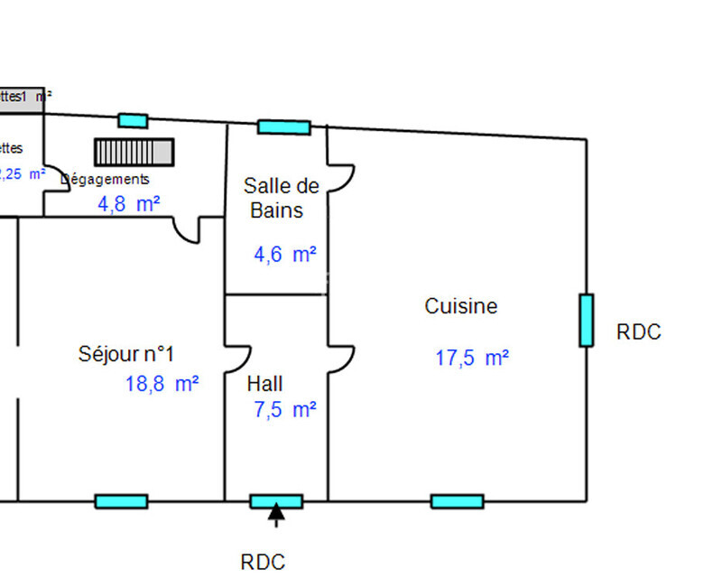 Maison des années 30 à rénover - Rdc