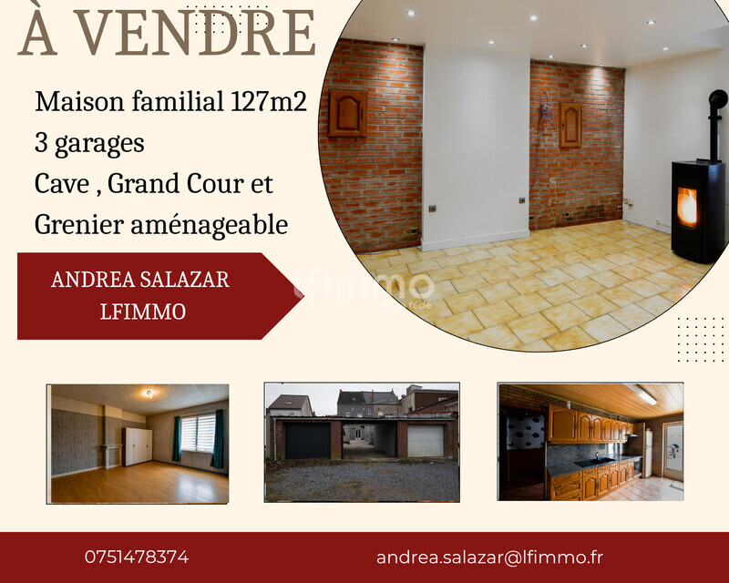 maison familial de 127m2– 3 garage – grenier aménageable - A vendre  1 