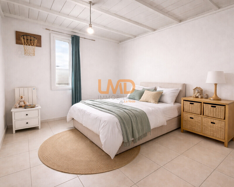 Vente Appartement T3 Secteur Beauregard 13004 - Chambre lumineuse home staging généré par ia