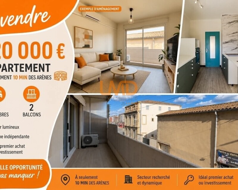 Appartement de 63 m² avec balcon, a quelques mètres des Arènes  - Il