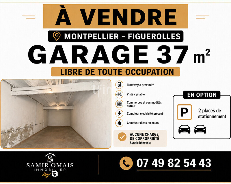Garage 37 m² avec compteur Electricité - Montpellier Figuerolles - Affiche garage