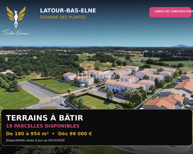 Terrain viabilisé 414 m² - libre de constructeur - 3 faces - Leboncoin 01 couverture latour bas elne